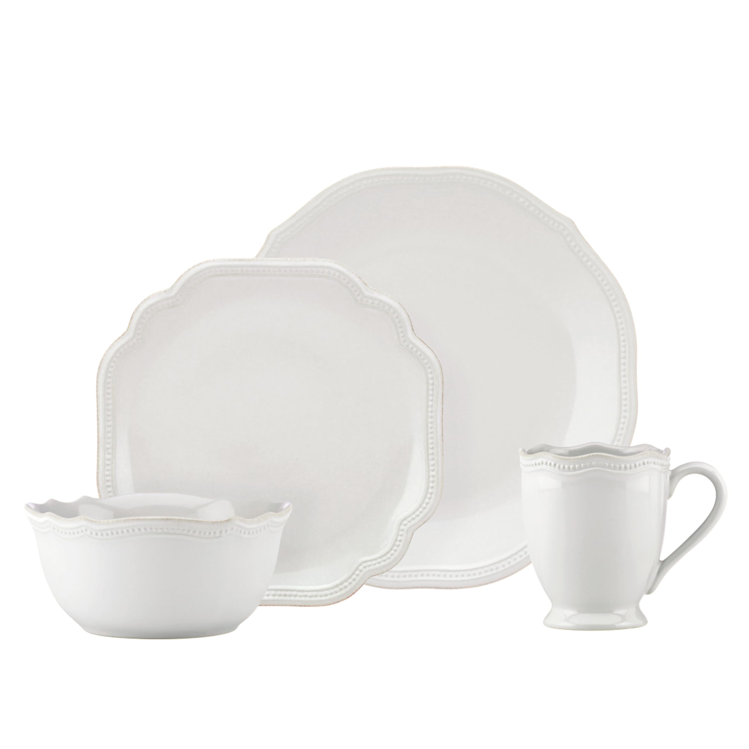 Amazon.com | Lenox French Perle Bead White Stoneware 4-Piece